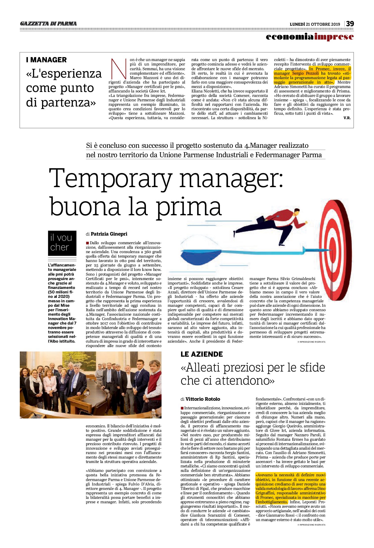 Temporary Manager: buona la prima